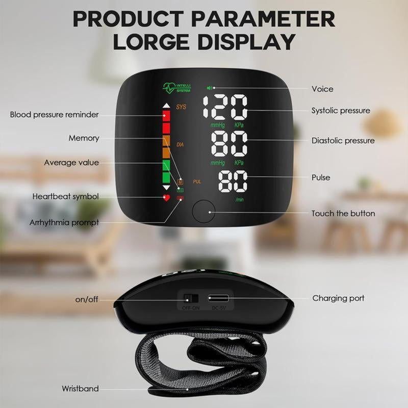 Touch Screen Wrist Blood Pressure Cuff 99X2 Reading Memory Wrist Bp Monitor with Carrying Case,Wrist Blood Pressure Monitor Led Display,Health Monitoring Adjustable.